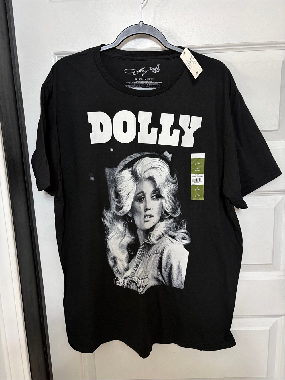Dolly Parton Black Tee with White Script Label